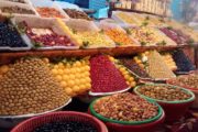 dry fruits and spices at a medina in morocco